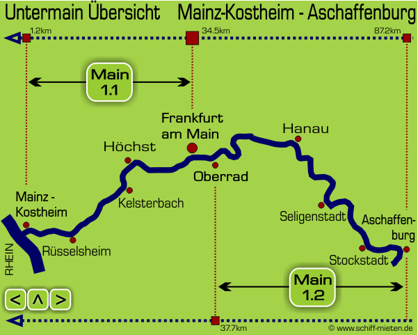 Main Landkarte Untermain Schiffsanleger Mainschifffahrt Mainkilometer Mainmndung Mainz Kostheim Hchst Frankfurt Rsselsheim Flrsheim Hattersheim Okriftel Kelsterbach Griesheim Oberrad Offenbach Hanau Aschaffenburg Fechenheim Drnigheim Mhlheim Kesselstadt